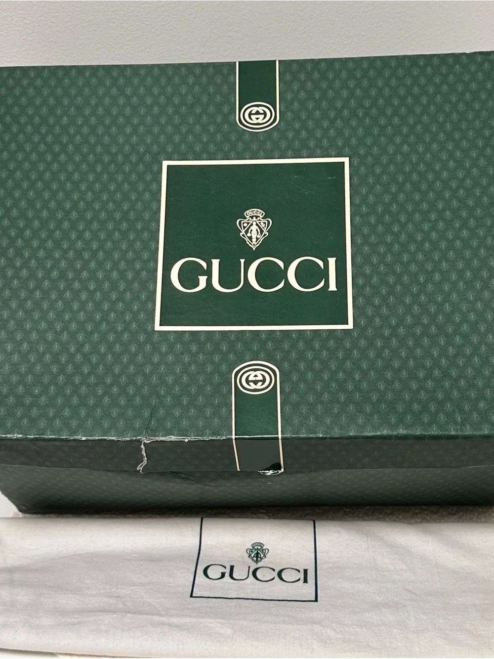 Gucci Tan GG Supreme 2-Way Satchel Boston Bag w/Green-Red Web Stripe Vintage